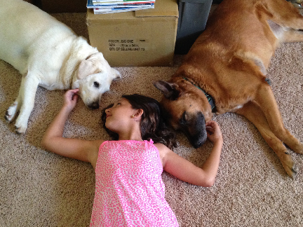 Antonia loves the dogs, too.